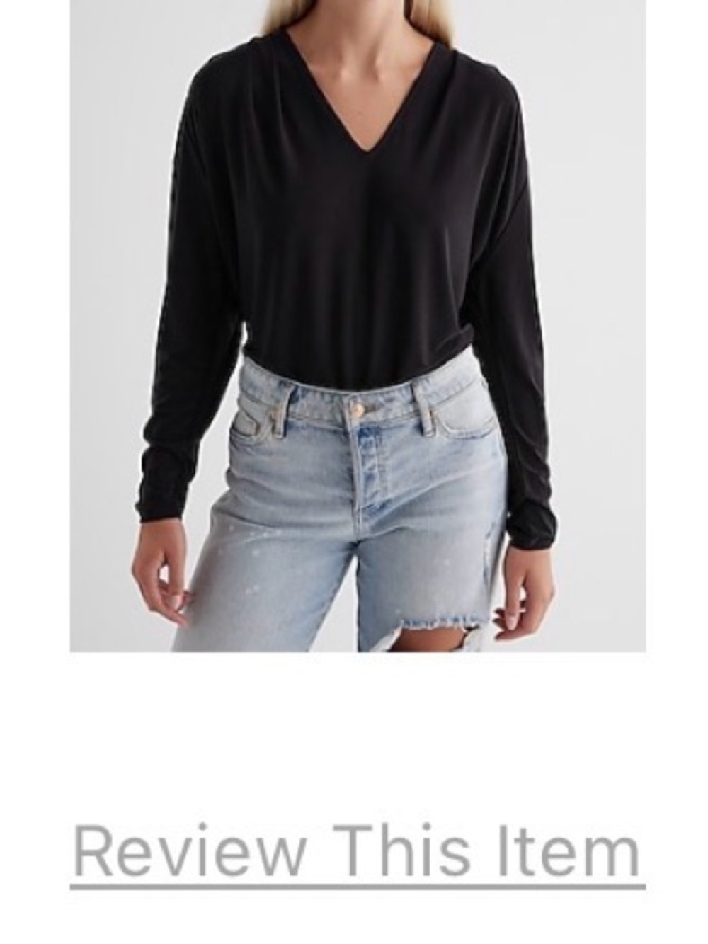 Express Black V-Neck Long Sleeve Top